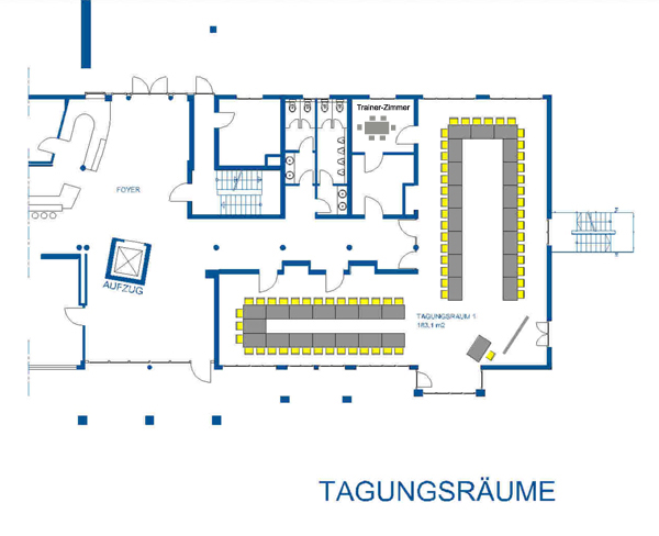 Sketch of the seminar rooms at the Tagungshotel Mainfranken