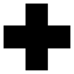 Kleines schwarzes Kreuz als Symbol für das Hygienekonzept des Hotels in Karlstadt