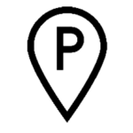 Standortsymbol mit einem P als Hinweis der kostenfreien Parkmöglichkeit am Hotel in Karlstadt